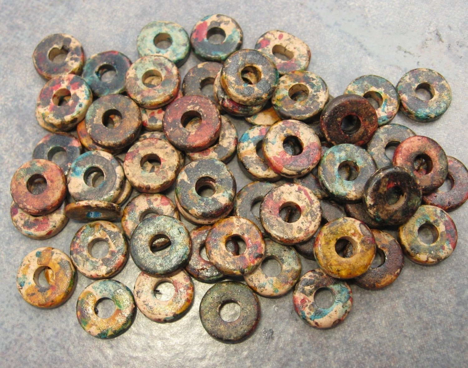 25 Mykonos Greek Ceramic AUTUMN RUST 8mm Round Washer Beads