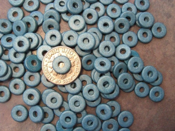 Mykonos Greek Ceramic DECO BLUE 8mm WASHER (25)