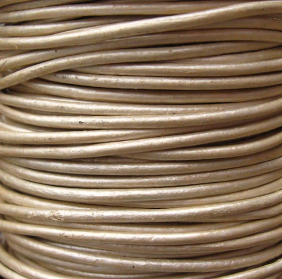Round Metallic Leather Cord 2mm METALLIC PEARL - 4 yards Leather Cording