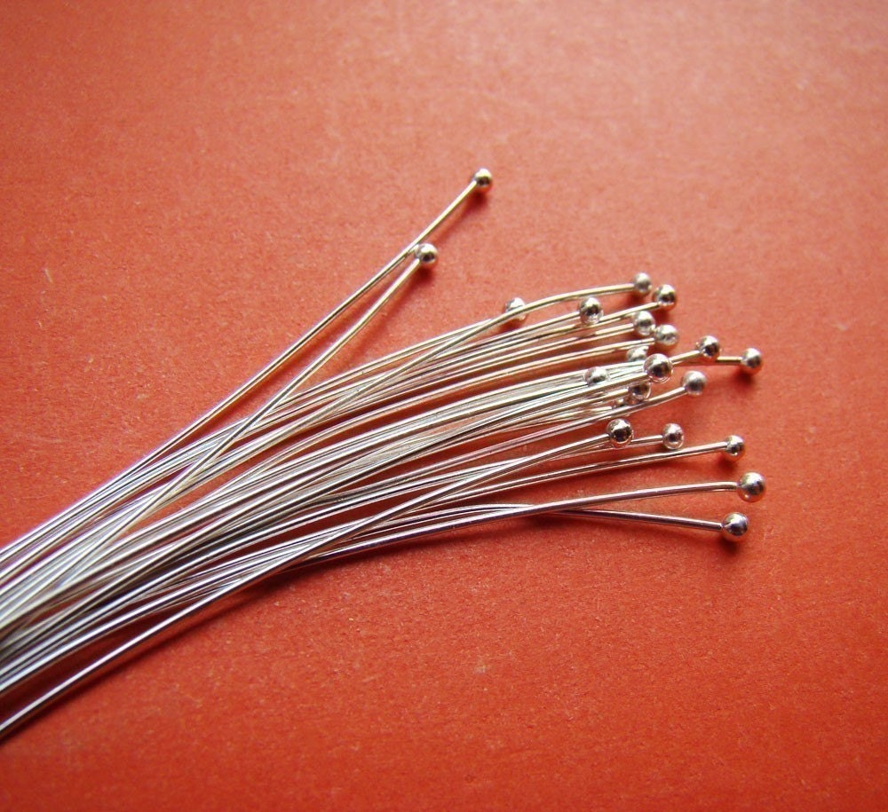 120pcs 35mm 2 inch Silver Plated Ball End Headpin Pins PI402