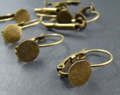 20pcs 20mm Antique Bronze French Earwire Earring Hook With 8mm Flat Round Pad EA626