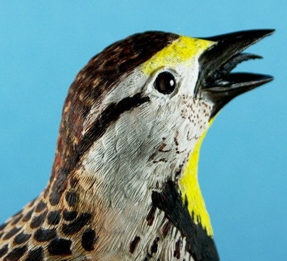 Woodcarving of a Western Meadowlark