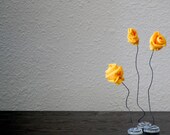 the Yellow Rose Garden - set of 3 Felt Roses - Home Decor 