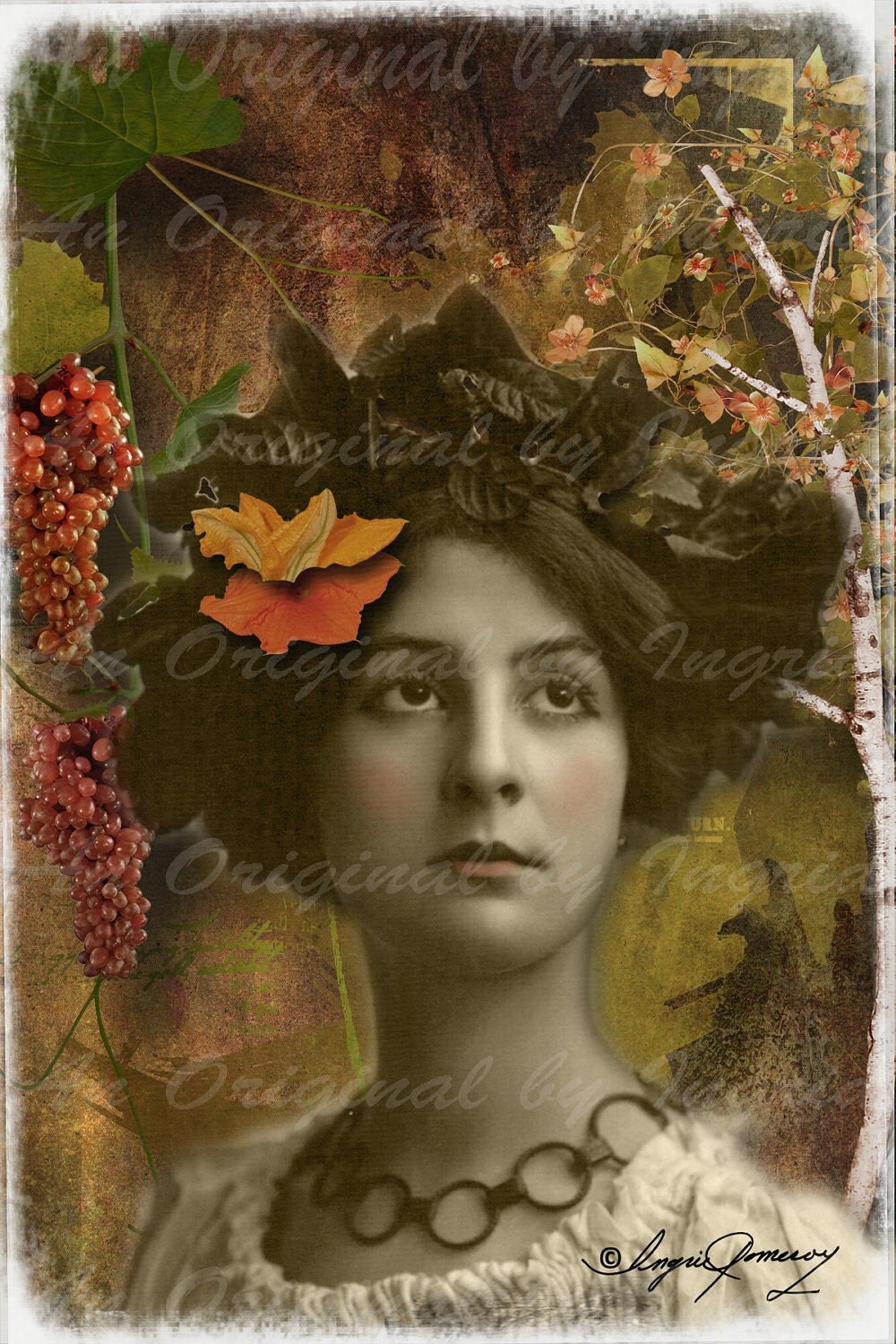 Vineyard BeautyDigital Collage Greeting Card (Suitable for Framing)