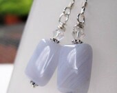 Sky Blue Lace Agate Sterling Silver Earrings