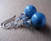 Sparkle - Blue Polymer Clay Sterling Silver Earrings
