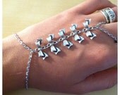 silver bow slave bracelet chain links ring
