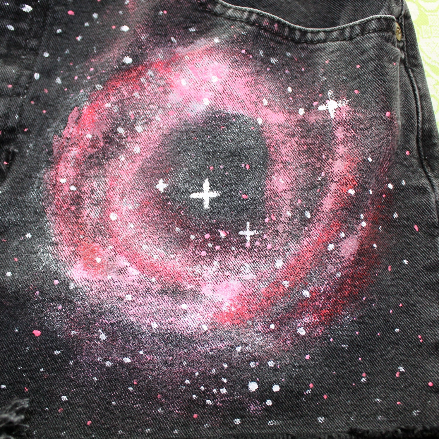 pink nebula galaxy high waist shorts