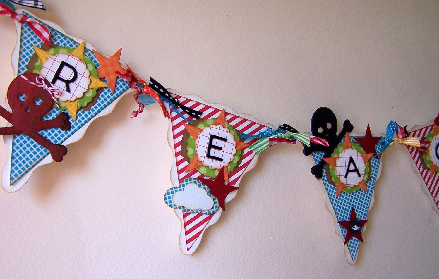 CUSTOM Banner You pick colors and theme Birthday Shower Gift Pirate Party Tattoo