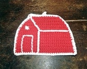 Vintage look cottage dish cloth, red and white