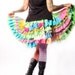 Carnival Skirt. Full Circle Delicious bright colors pink blue green yellow Flower Dots Stripes Patchwork Ruffles mini twirl Gothic Lolita