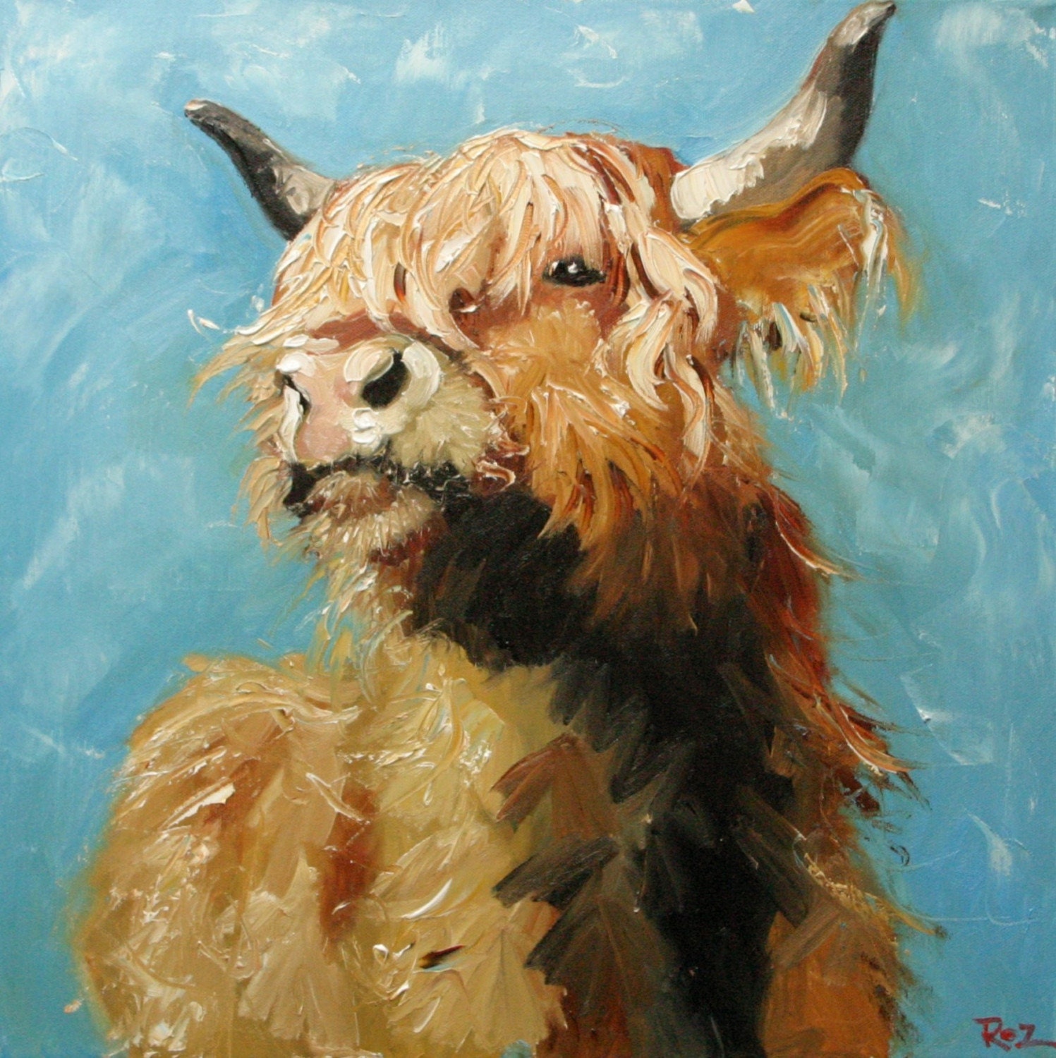 Print Cow192 10x10 inch Print from oil painting by Roz