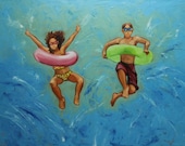 Leap painting 379 24x36 inch original portrait figure oil painting by Roz