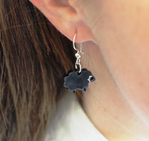 Black Sheep Earrings,Plexiglass Jewelry,Lasercut Acrylic,Gifts Under 25