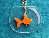 Goldfish Necklace,PlexiglassJewelry,Lasercut Acrylic,Gifts Under 25