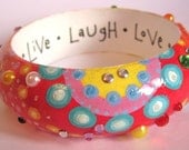 Live Laugh Love Bangle in Red and Orange