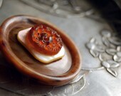 Vintage Button Brooch, Brush Fire Vintage Button Jewelry Brown Orange
