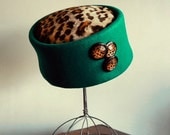 Emerald and Leopard Vintage Hat, by Sonni of San Francisco 