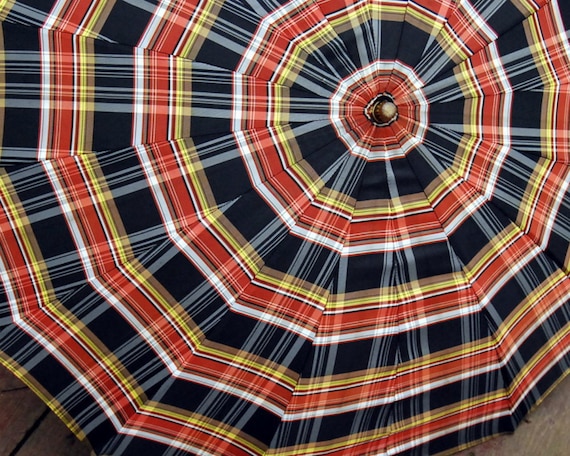 Vintage Umbrella Plaid with Lucite Handle