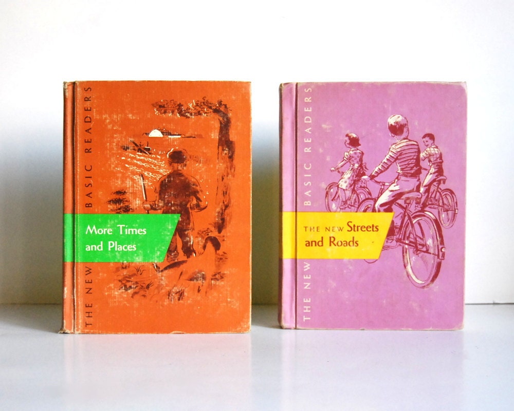 1950s Vintage Books New Streets and Roads, More Times and Places, Dick and Jane Series Childrens Readers