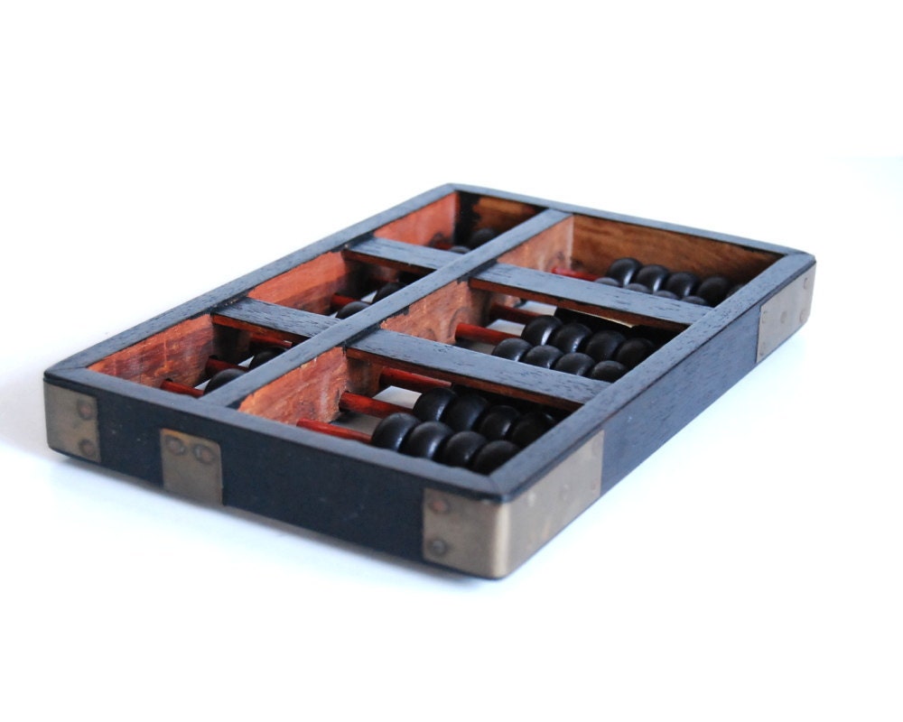 Vintage Abacus Wood and Brass Hop Cheong Tai, Made in Hong Kong