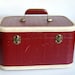 Reserved for Annabella -- Vintage Luggage Train Case Burgundy Red Horn Pennantone Rice Stix Suitcase
