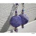 Earrings Purple Dyed Turquoise Coin Beads Extra Long Kidney Wires Swarovski Crystals