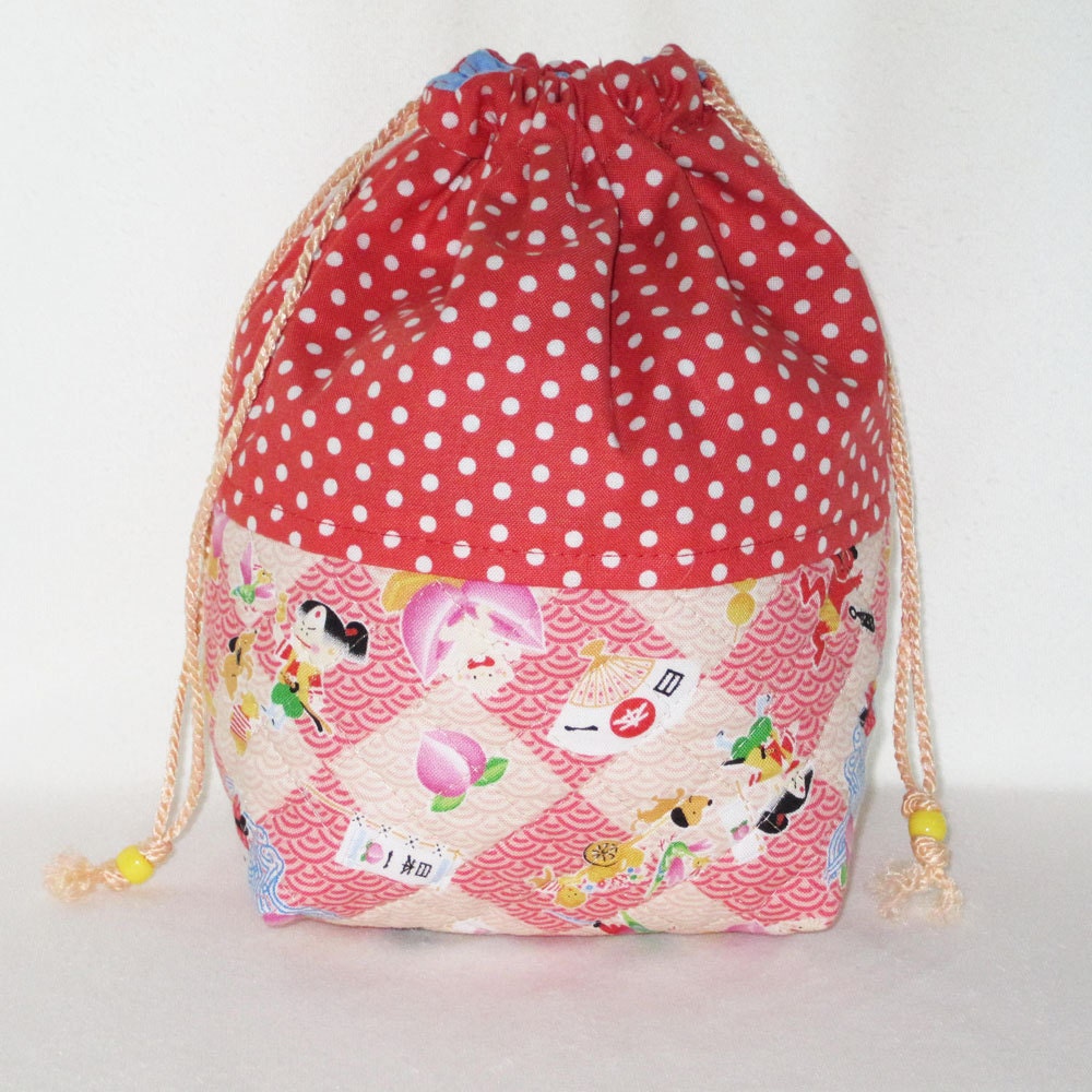Quilted Bottom Bento Small Duffel Japanese Cats Kittens Design