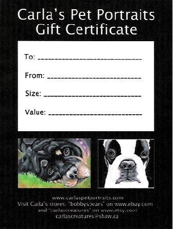 ACEO ATC Custom Pet Portrait Painting Gift Certificate-Carla Smale