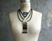 Leather and Acrylic "Totem" Necklace with Onyx and Brass beads