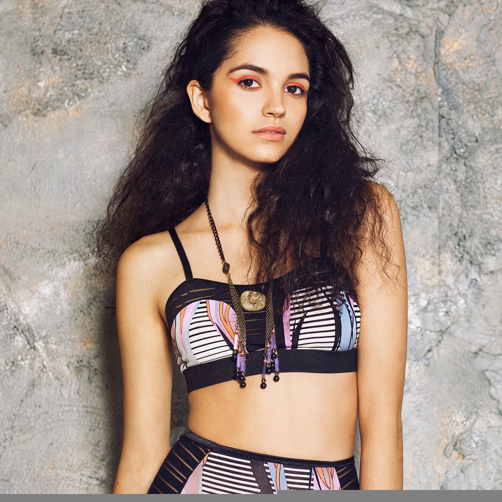 Wide Band "Curve" Bra - Sheer Striped Jersey and Swirl Jersey