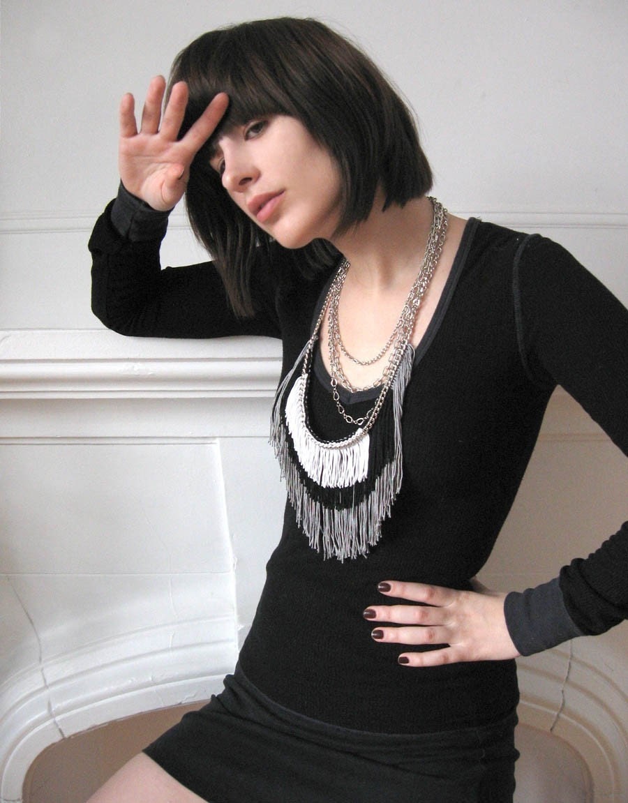 Maximum Fringe Necklace - Grey, Black, White