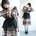 Chiffon Peplum - Mini Ruffle Belt - Black and White Stars Chiffon with Black belt