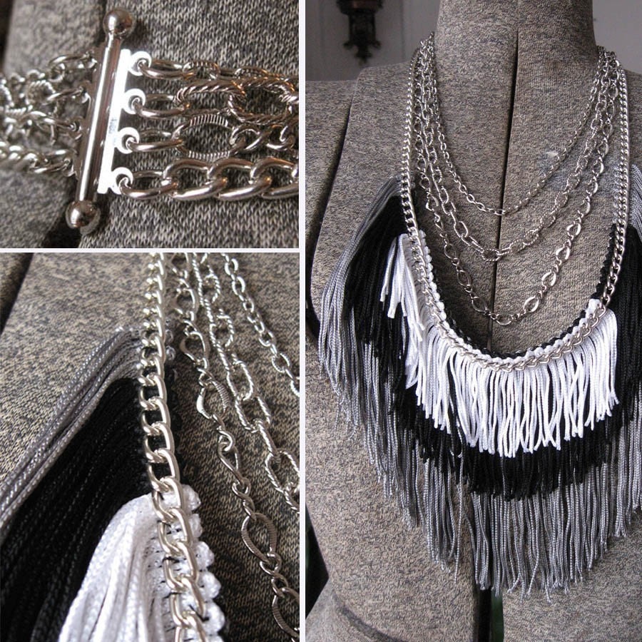Maximum Fringe Necklace - Grey, Black, White