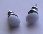 White Chalcedony Stud Earrings Surgical Steel Hypo Allergenic Handmade Gifts Mother Father Sister Brother Man Woman Unisex DragonflyRidge