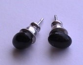 Onyx Black Gemstone Stud Earrings 6mm Surgical Steel Hypo Allergenic Handmade Gifts Mother Father Sister Brother DragonflyRidge