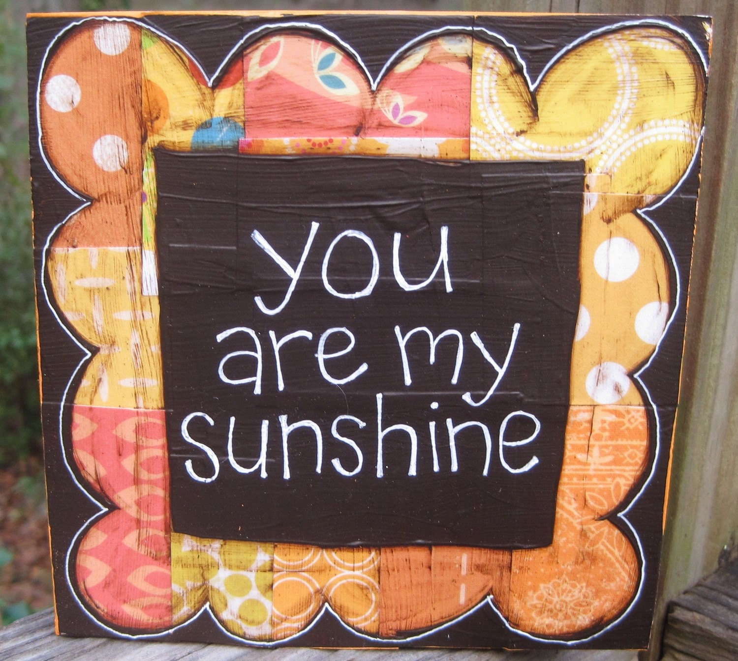 MADE TO ORDER- You Are My Sunshine Mixed Media Collage ( 5 1/2 x 5 1/2 in)