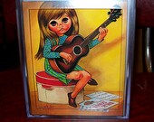 big eye print tissue box cover retro vintage keane eve lee sad eye print mod decor
