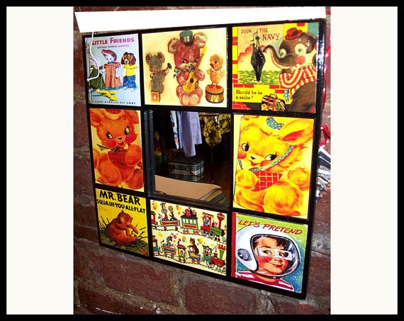 retro children's book mirror vintage 1950's storybook graphics wall mirror kitsch