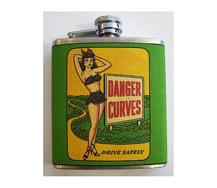 Pin up girl flask retro vintage 1950's rockabilly pinup kitsch