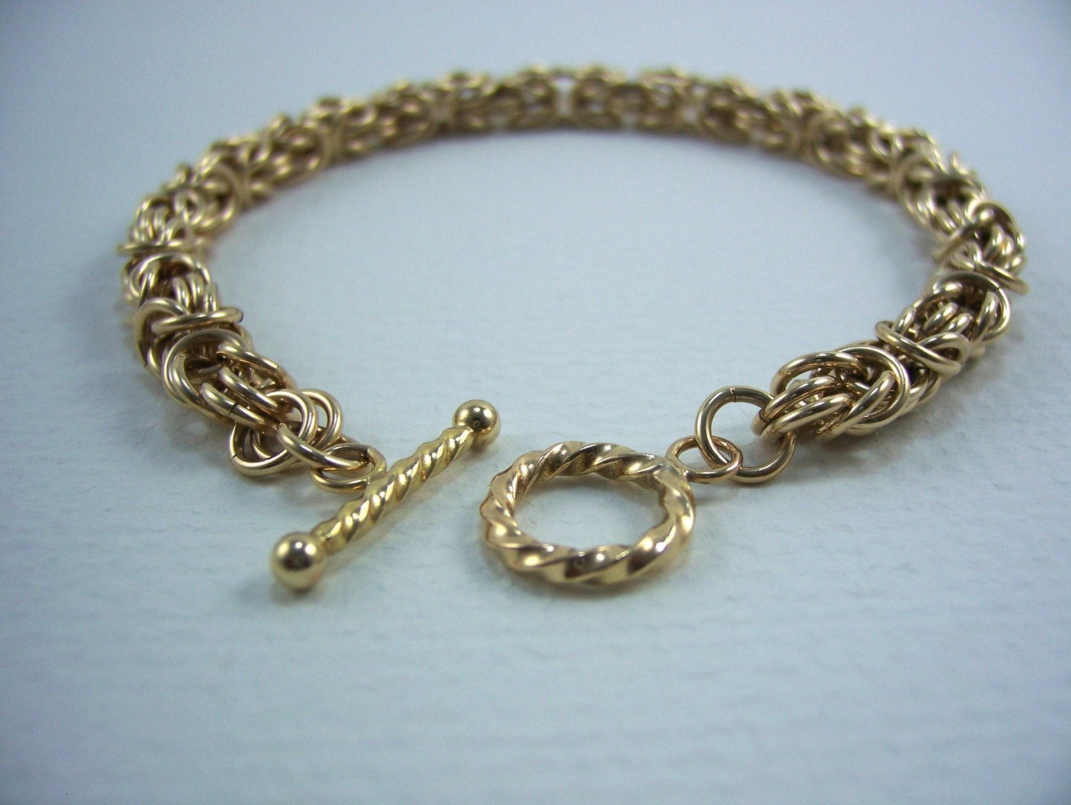 Fine Jewelry Luxury Yellow Gold Filled Byzantine Chainmaille Bracelet Handmade by JustNichelle
