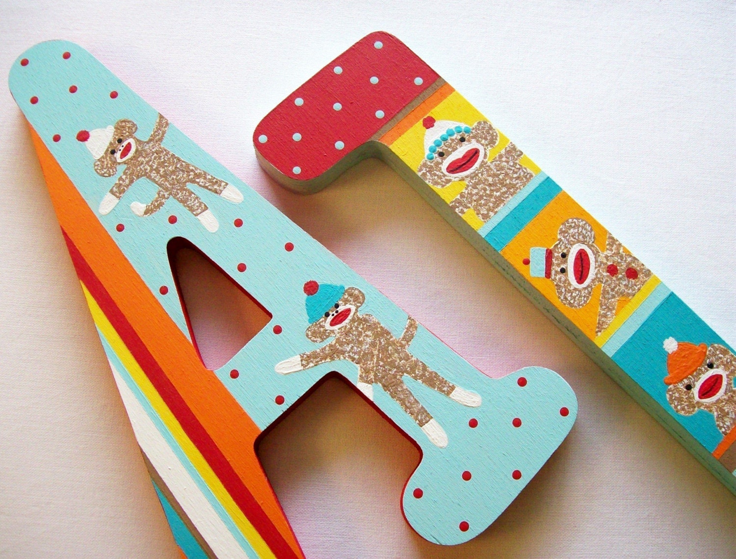 SILLY MONKEY Hand Painted Wooden Wall Letters RESERVED for Colton