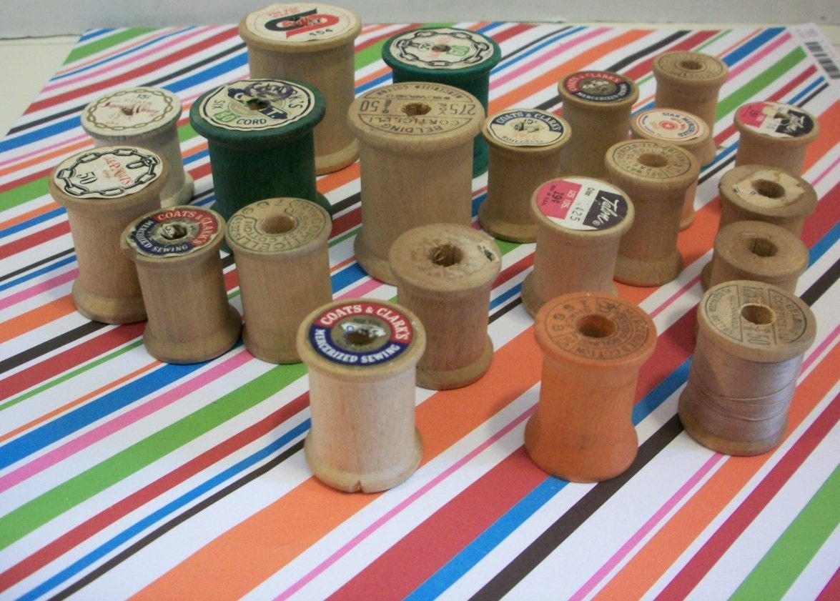 Vintage Wooden Thread Spools