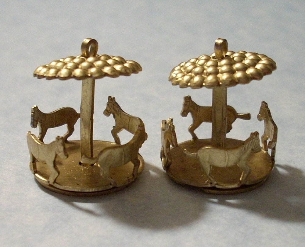 2 Carousel Pendants - Carousel Charms Jewelry Supplies