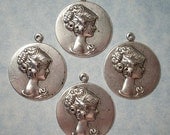 4 Antique Silver Marie Antoinette Cameo Pendants