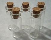 5 Miniature Clear Glass Bottles with Corks 2ML Pendant Charms Jewelry Supplies