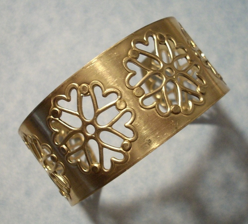 Filigree Cuff Bracelet Raw Brass