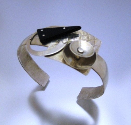 ON SALE Sterling Silver Riveted Cuff Bracelet was 175
