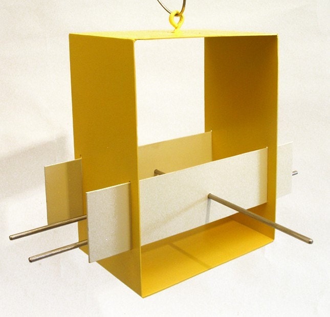 Cubist Bird Feeder in Yellow