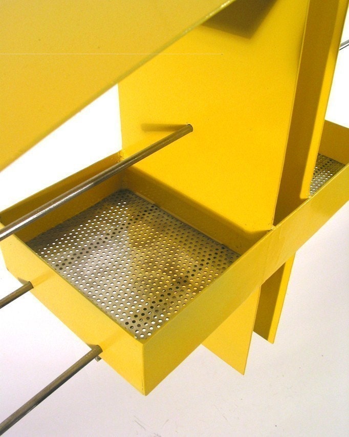 Duo Modern Hanging Bird Feeder in Yellow